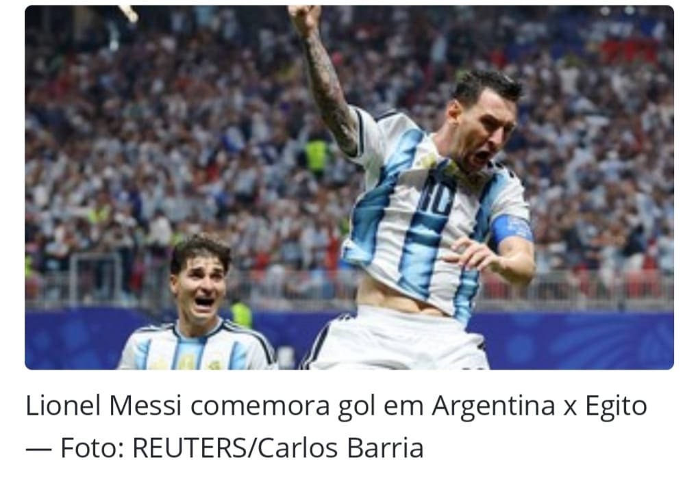 ​COM VIRADA HISTÓRICA, ARGENTINA BATE EGITO E AVANÇA ÀS QUARTAS DE FINAL DA COPA DO MUNDO