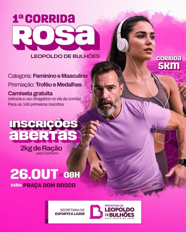 ​VAI ACONTECER EM LEOPOLDO DE BULHÕES A PRIMEIRA CORRIDA ROSA