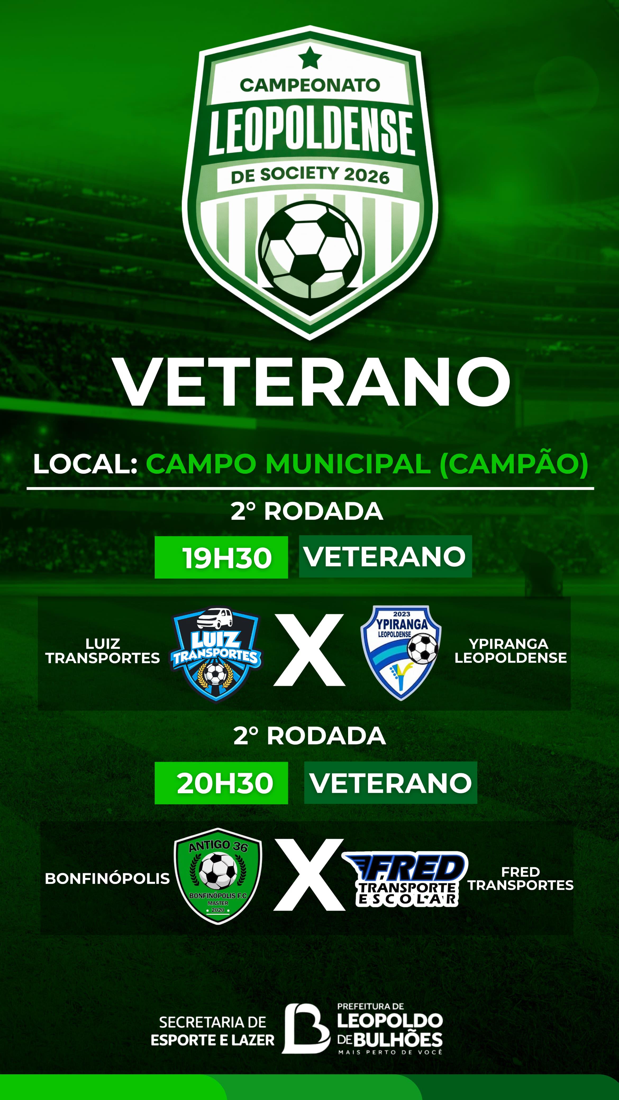 ​HOJE TEM A SEGUNDA RODADA DO CAMPEONATO DE FUTEBOL SOCIETY PARA VETERANOS