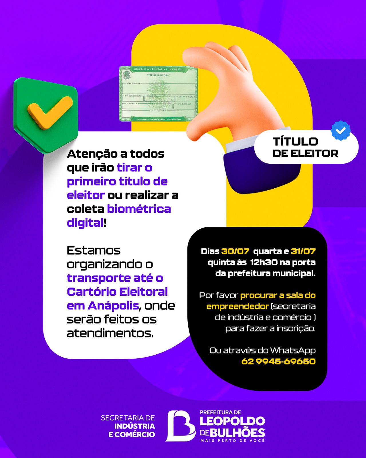 ​TRANSPORTE DA PREFEITURA DE LEOPOLDO DE BULHÕES VAI LEVAR AO CARTÓRIO ELEITORAL DE ANÁPOLIS