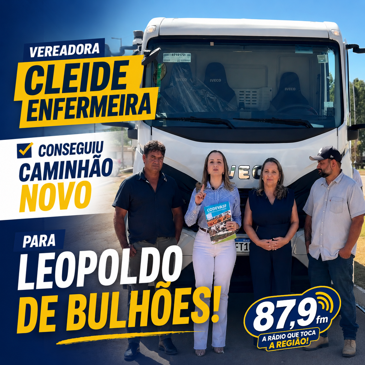 ​A VEREADORA CLEIDE ENFERMEIRA CONSEGUIU CAMINHÃO NOVO PARA LEOPOLDO DE BULHÕES