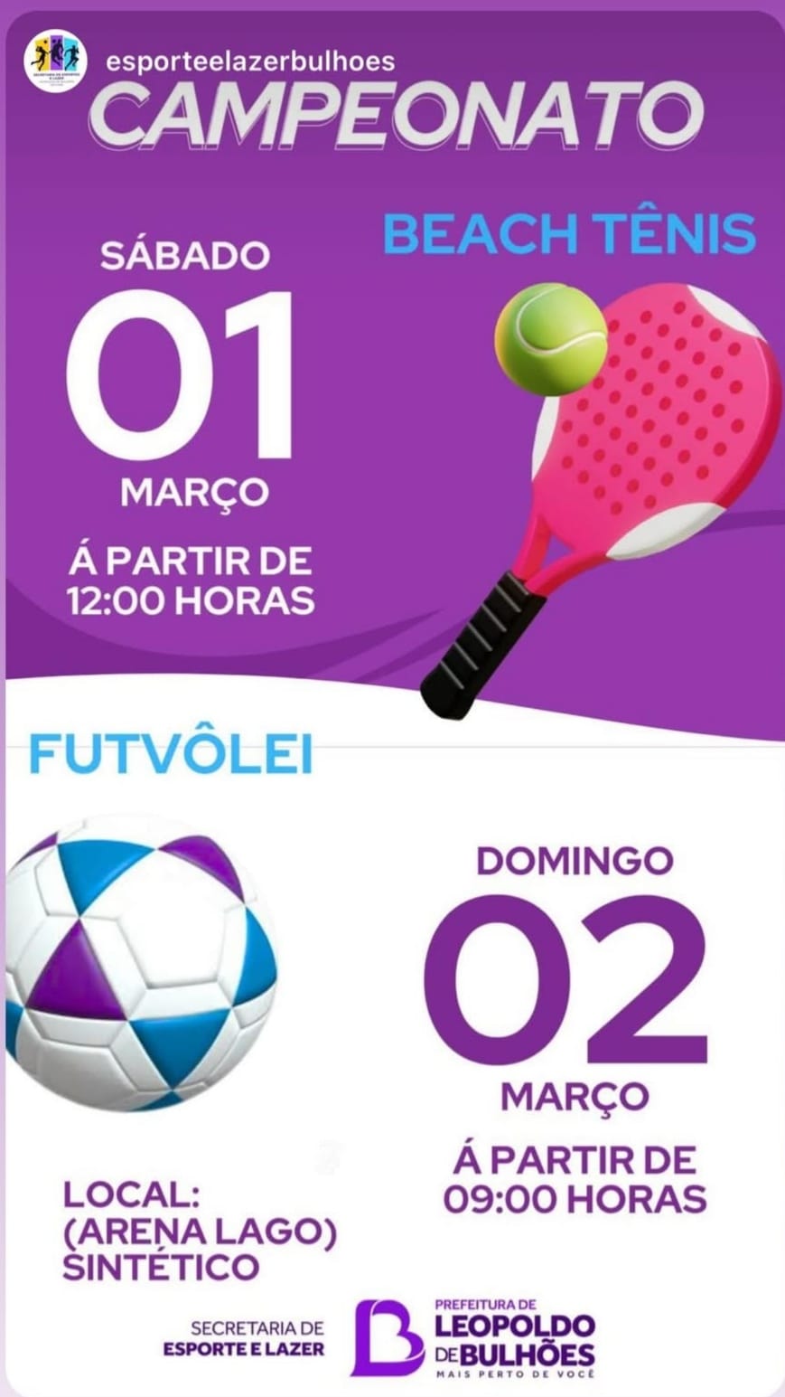 ​NESTE FINAL DE SEMANA ACONTECERÃO DOIS EVENTOS ESPORTIVOS EM LEOPOLDO DE BULHÕES