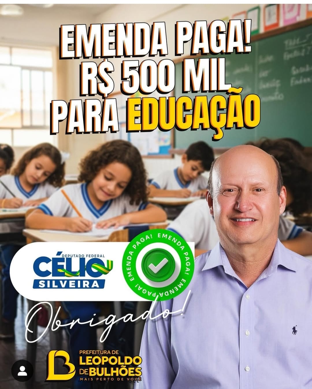 ​LEOPOLDO DE BULHÕES RECEBE RECURSOS DO DEPUTADO CÉLIO SILVEIRA PARA REFORMA DE ESCOLA E EQUIPAMENTOS PARA A SAÚDE