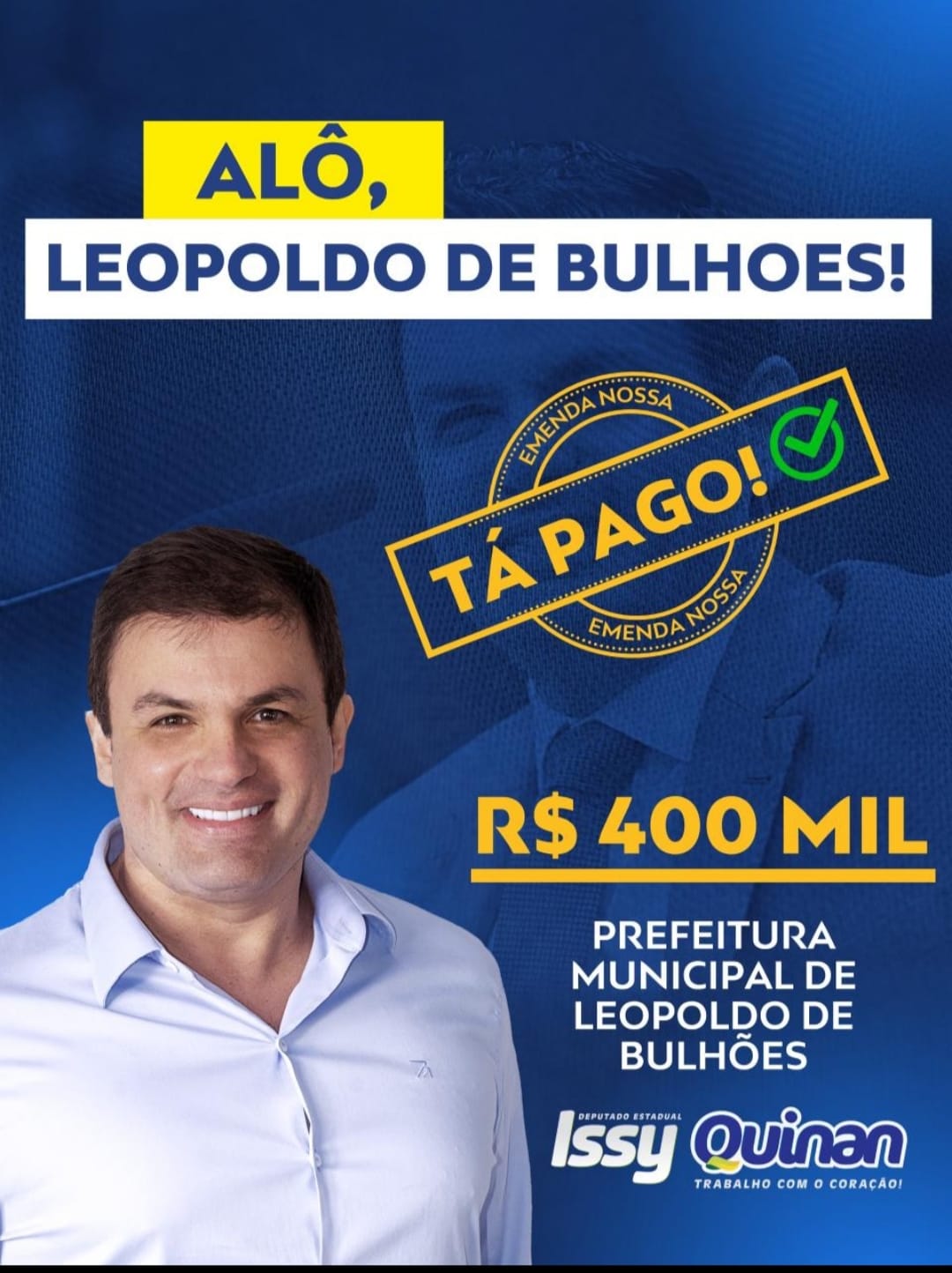 ​PREFEITURA DE LEOPOLDO DE BULHÕES RECEBE RECURSOS DO DEPUTADO ISSY QUINAN PARA REFORMA DE ESCOLA.